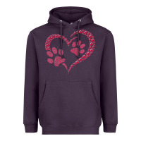 Funny Valentine Day Gift T  Shirt Paw Print Heart Dog Cat Owner Lover Heavyweight Hoodie | Teevron