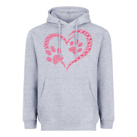 Heather Grey funny valentine day gift t  shirt paw print heart dog cat owner lover Heavyweight Hoodie - linhVisuals