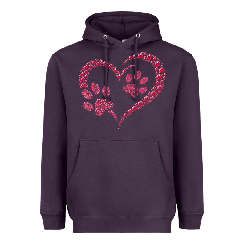 Funny Valentine Day Gift T  Shirt Paw Print Heart Dog Cat Owner Lover Heavyweight Hoodie by linhVisuals | Teevron
