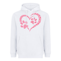 White funny valentine day gift t  shirt paw print heart dog cat owner lover Heavyweight Hoodie - linhVisuals