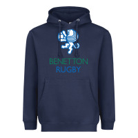 Navy benetton rugby in italy Heavyweight Hoodie - linhVisuals