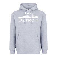 Heather Grey I Am Detroit Heavyweight Hoodie - linhVisuals
