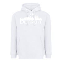 White I Am Detroit Heavyweight Hoodie - linhVisuals