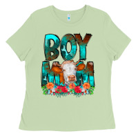 Matcha Boy Mom Flowers Cow Ladies Tee - CowCowDesign