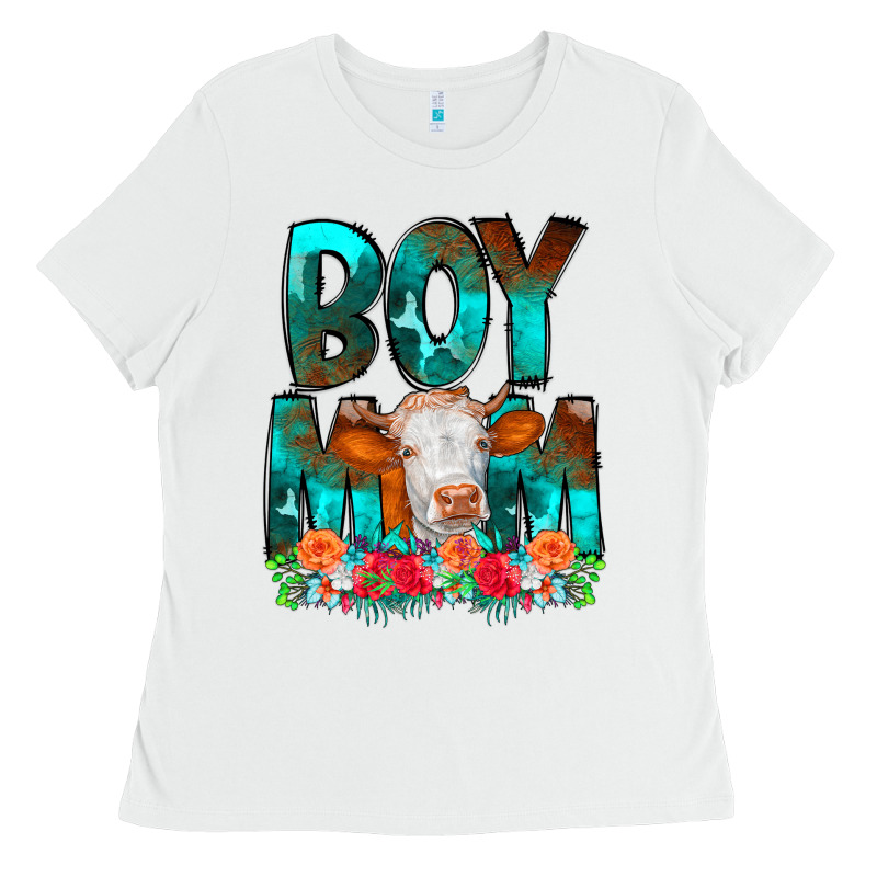 Boy Mom Flowers Cow Ladies Tee by CowCowDesign | Teevron