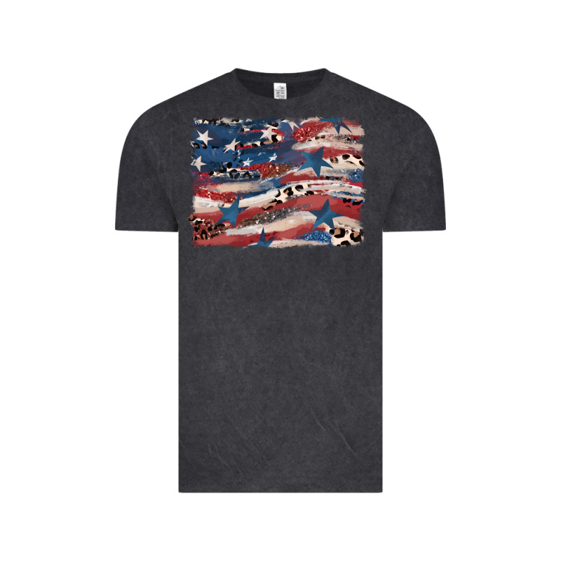 Leopard Glitter American Flag Vintage Tee by FaDigitalArtStudio | Teevron