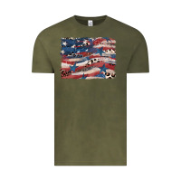 Vintage Olive Leopard glitter American flag Vintage Tee - FaDigitalArtStudio