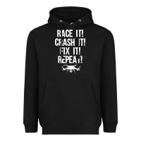 Black funny drone racing design men women drone pilot rc racers Heavyweight Hoodie - linhVisuals