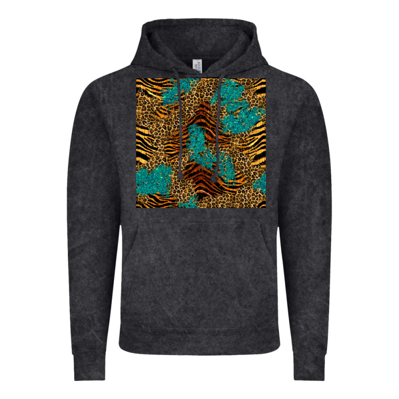 Tiger Leopard Turquoise Glitter Seamless Pattern Vintage Hoodie by BundleAndBundleShop | Teevron