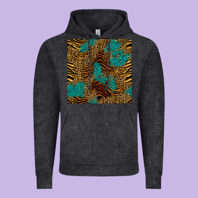 Tiger Leopard Turquoise Glitter Seamless Pattern Vintage Hoodie Designed By Bundleandbundleshop