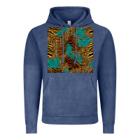 Vintage Denim tiger leopard turquoise glitter seamless pattern Vintage Hoodie - BundleAndBundleShop