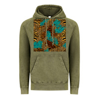 Vintage Olive tiger leopard turquoise glitter seamless pattern Vintage Hoodie - BundleAndBundleShop