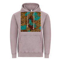 Vintage Zinc tiger leopard turquoise glitter seamless pattern Vintage Hoodie - BundleAndBundleShop