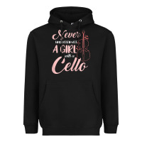 Black never underestimate a girl with a cello Heavyweight Hoodie - linhVisuals