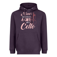Plum never underestimate a girl with a cello Heavyweight Hoodie - linhVisuals