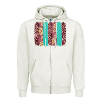 Oatmeal Heather valentine's day floral leopard brushstroke Zipper Hoodie - AdoDesignShop