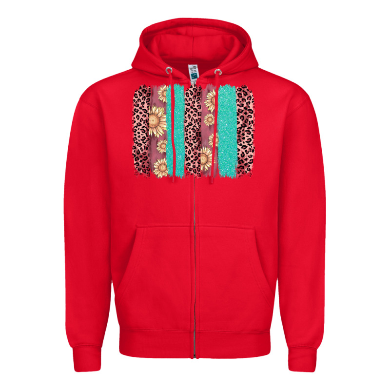 Valentine's Day Floral Leopard Brushstroke Zipper Hoodie by AdoDesignShop | Teevron