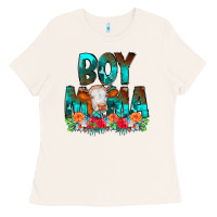 Bone Boy Mama Flowers Cow Ladies Tee - CowCowDesign