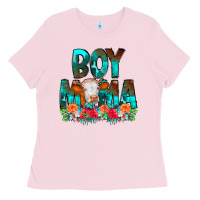 Boy Mama Flowers Cow Ladies Tee | Teevron