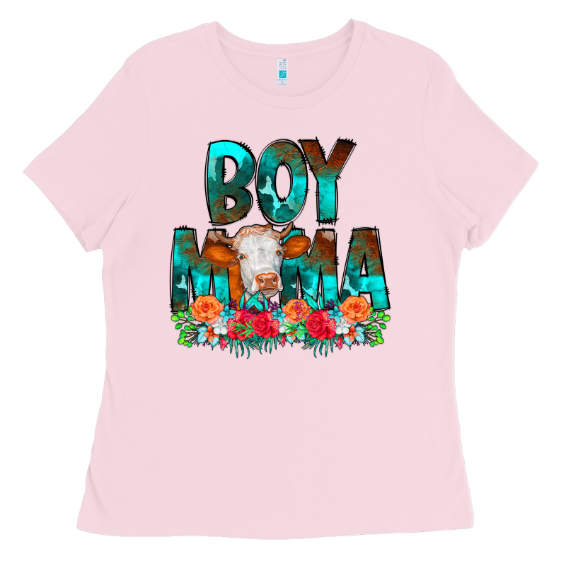 Boy Mama Flowers Cow Ladies Tee by CowCowDesign | Teevron