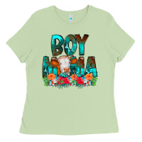 Matcha Boy Mama Flowers Cow Ladies Tee - CowCowDesign