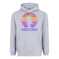 Heather Grey arizona   vintage retro cactus souvenir gift t shirt Heavyweight Hoodie - linhVisuals