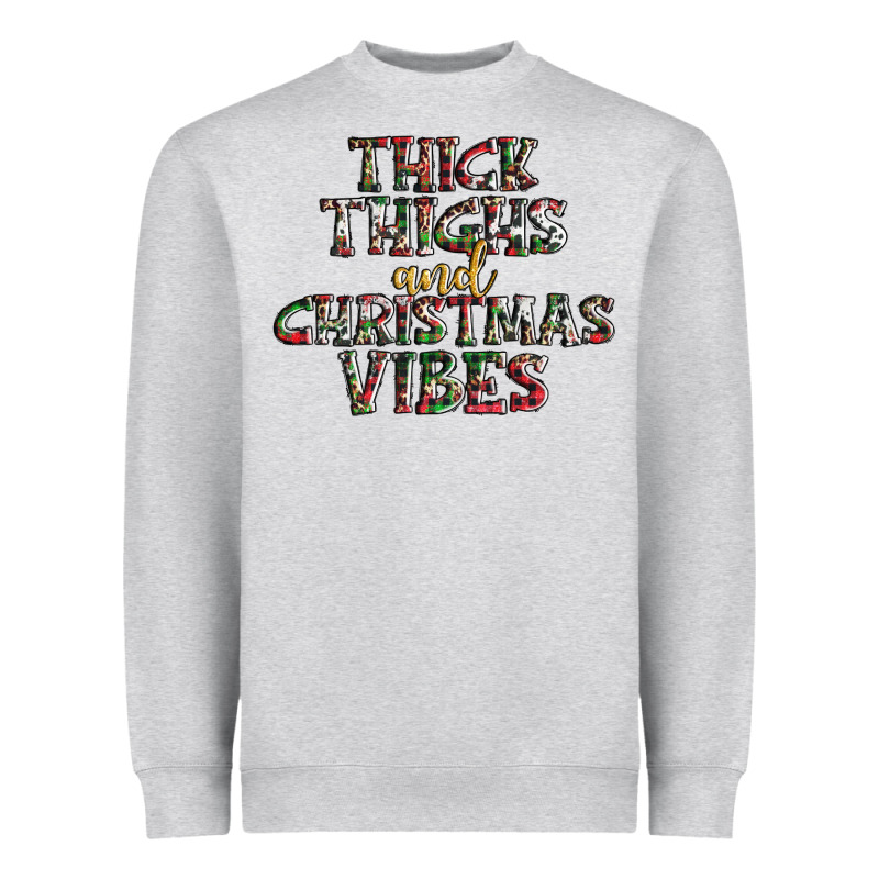 Thick Thighs And Christmas Vibes Heavyweight Sweatshirt by AdoDesignShop | Teevron
