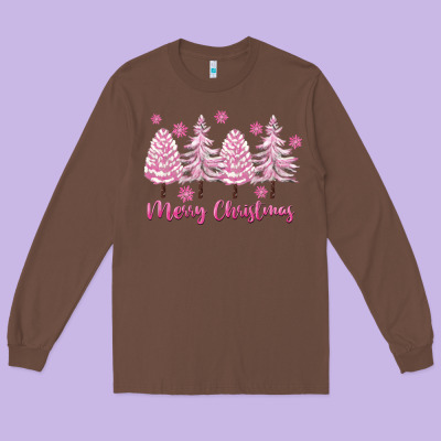 Merry Christmas Trees Long Sleeve Tee Designed By Fadigitalartstudio