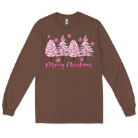 Chestnut Merry Christmas Trees Long Sleeve Tee - FaDigitalArtStudio