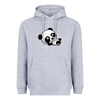 Heather Grey baby panda bear Heavyweight Hoodie - linhVisuals
