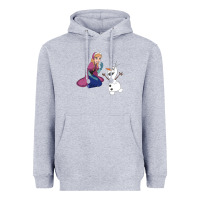 Heather Grey olaf and  elsa Heavyweight Hoodie - linhVisuals