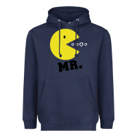 Navy Mr Pacman Heavyweight Hoodie - linhVisuals