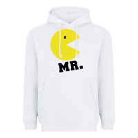 White Mr Pacman Heavyweight Hoodie - linhVisuals