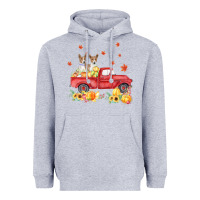 Heather Grey basenji pumpkin truck fall leaf thanksgiving halloween Heavyweight Hoodie - linhVisuals
