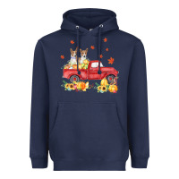 Navy basenji pumpkin truck fall leaf thanksgiving halloween Heavyweight Hoodie - linhVisuals