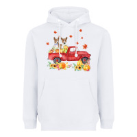 White basenji pumpkin truck fall leaf thanksgiving halloween Heavyweight Hoodie - linhVisuals