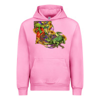 Fuchsia Pink louisiana map with mardi gras crocodile Urban Hoodie - RanaPortraitStore