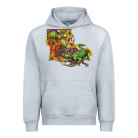 Heather Grey louisiana map with mardi gras crocodile Urban Hoodie - RanaPortraitStore