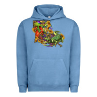 Pigment Pebble Blue louisiana map with mardi gras crocodile Urban Hoodie - RanaPortraitStore