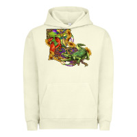 Pigment Pistachio louisiana map with mardi gras crocodile Urban Hoodie - RanaPortraitStore