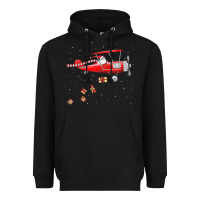 Black christmas santa claus pilot flying airplane gift tee Heavyweight Hoodie - linhVisuals