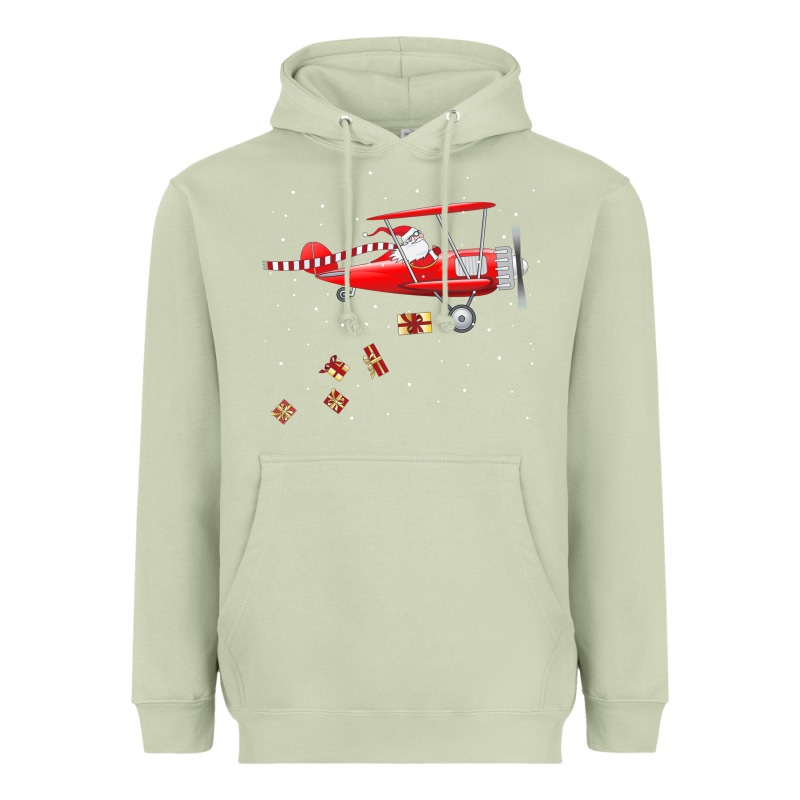 Christmas Santa Claus Pilot Flying Airplane Gift Tee Heavyweight Hoodie by linhVisuals | Teevron