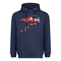 Navy christmas santa claus pilot flying airplane gift tee Heavyweight Hoodie - linhVisuals
