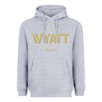 Heather Grey The Legend Wyatt Funny Personalized Name Heavyweight Hoodie - linhVisuals
