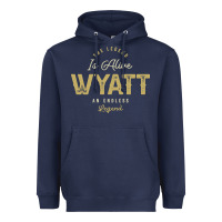 Navy The Legend Wyatt Funny Personalized Name Heavyweight Hoodie - linhVisuals