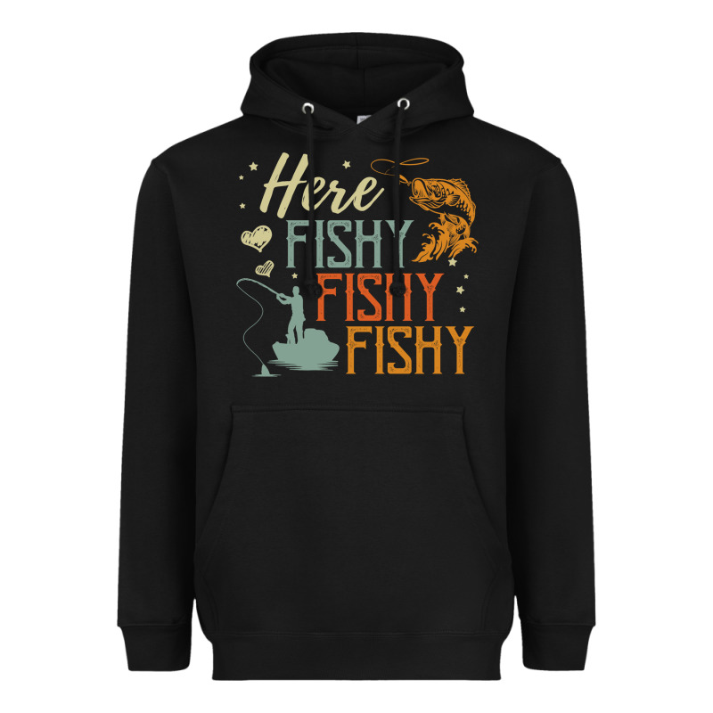 Here Fishy Fishy Fishy Fishing Lovers Gifts Heavyweight Hoodie by linhVisuals | Teevron