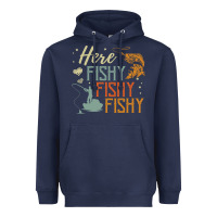 Navy here fishy fishy fishy fishing lovers gifts Heavyweight Hoodie - linhVisuals
