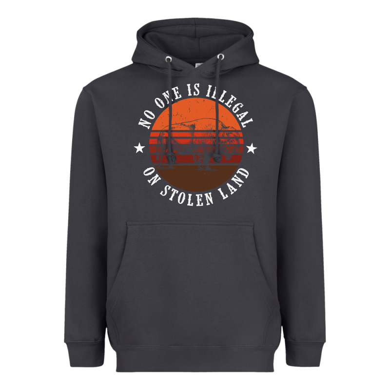 No One Is Illegal On Stolen Land 4th Of July Bison Heavyweight Hoodie by linhVisuals | Teevron