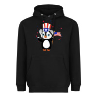 Black penguin american 4th of july penguin american flag Heavyweight Hoodie - linhVisuals