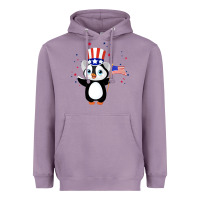 Lavender penguin american 4th of july penguin american flag Heavyweight Hoodie - linhVisuals